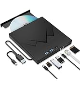 7 in 1 External CD/DVD Drive For Laptop With LAN PORT, Portable DVD Player For Laptop With Ethern...