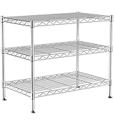 VANZBON 750lbs 3-Tier Wire Shelf Rack,24" Dx14 Wx22 H,Kitchen Metal 3-Shelves Rack with Lockable ...