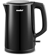 COMFEE' Electric Kettle and Tea Kettle, 1.5L Double Wall, Stainless Steel Interior, Lid &amp; Spout, ...