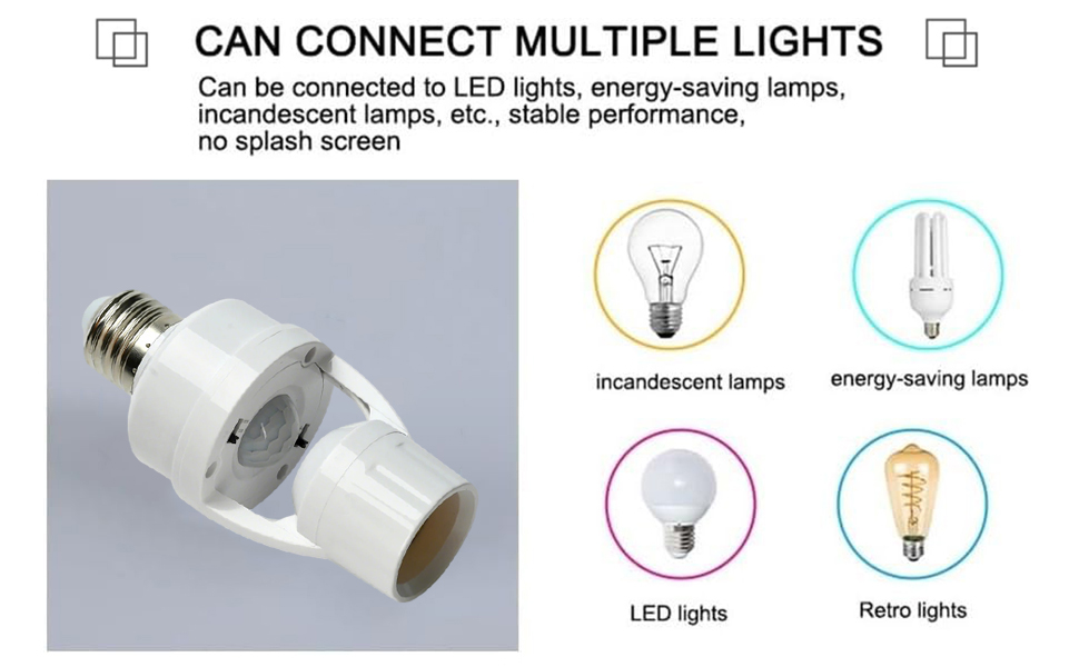 Can be connected to LED lights, energy-saving lamps,incandescent lamps, etc
