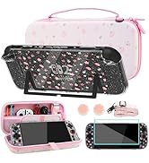FUNDIARY Travel Carrying Case for Switch 2 with Pink Sakura Design, Cute Accessories with Portabl...