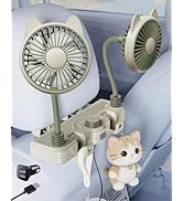 xuenair USB Fan for Car Back Seat Dual 360 Hose, 2026 Cute Car Fan for Backseat Kids Baby Rear Fa...