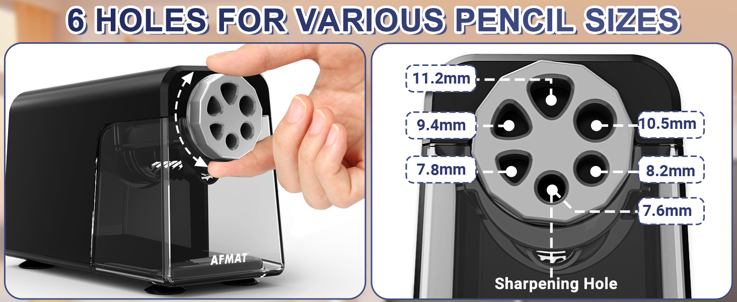 6-Hole Electric Pencil Sharpener Heavy Duty