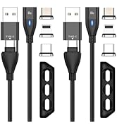 geniquark 60W USB C Magnetic Charging Cable, 3 in 1 Charger Cable for Type C(2 Pack) 480Mbps Data...