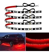 12V Led Light Strip 12" Connectable Red Led Strip Lights for Cars Motorcycle Golf Cart Boat Marin...