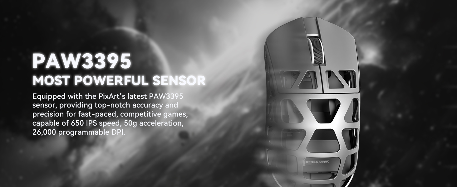 2.4G/BT/Wired Gaming Mouse, PixArt PAW3395 Sensor, Programmable Mice 