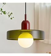Pendant Lights Stained Glass Dark Olive Green Hanging Light Bedroom Lighting for Kitchen Dining R...