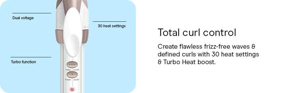 Conair 3/4&amp;#34; Double Ceramic Curling Iron. Total curl control with 30 heat settings &amp;amp; turbo heat boost