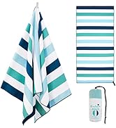 Exclusivo Mezcla Large Microfiber Quick Dry Beach Towel, Lightweight Sand-Free Cabana Stripe Pool...