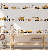 QUCHENG Excavator Wall Stickers Construction Vehicles Decals Bulldozer Decorations Nursery Crane ...
