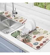 Dish Drying Mat for Kitchen Counter Matt, 2PCS 19"x12" Dish Drainer Mat &amp; 24"x5.5" Sink Splash Gu...