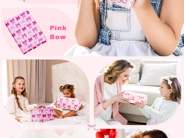 WRAPAHOLIC Pink Bow Wrapping Paper