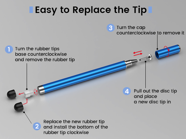 stylus Black, purple blue and red