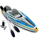 Sunlite Sports 2-Person Inflatable Kayak with Aluminum Oars (136" x 33"), High Output Air Pump an...