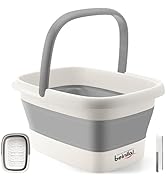 Collapsible Foot Bath Basin for Soaking Feet,Foot Soak Tub,Plastic Foot Bucket with Handles and M...