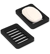 Topsky 2Pcs Soap Dish Holder, Non-Slip Bathroom Accessories Silicone Soap Case Saver, Sink Deck B...