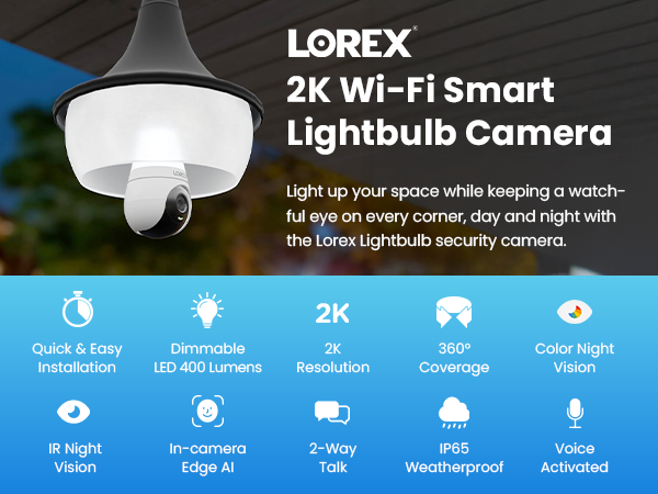 SL300 Lorex 2K Wi-Fi Smart Lightbulb Camera