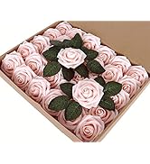 CODE FLORIST Artificial Foam Roses 30pcs with Leaves and Stems for Wedding Bridel Shower Bouquets...