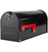 RAINHOL Black Metal Mailboxes for Outside Post Mount, Standard Mail Box, Galvanized Steel Heavy D...