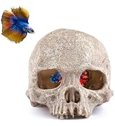 Carefree Fish Aquarium Decoration Skull Fish Tank Head Skeleton Aquarium Decorative Cave Landscap...