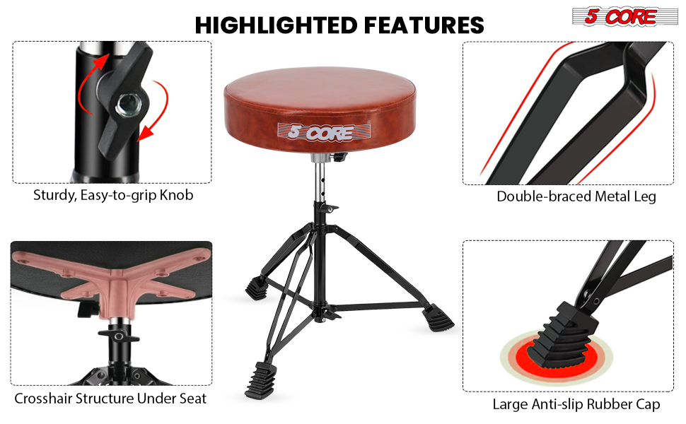 Drum Throne Padded Guitar Stool Music Chair for Adults and Kids