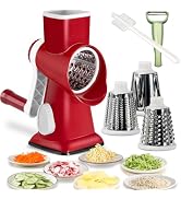 Rotary Cheese Grater Shredder with Handle Handheld Round Mandoline Vegetable Slicer Carrot Shredd...