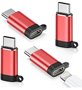 Lightning to USB C Adapter 4 Pack - Fast Charging &amp; Data Transfer USB Type C to Lightning Charger...
