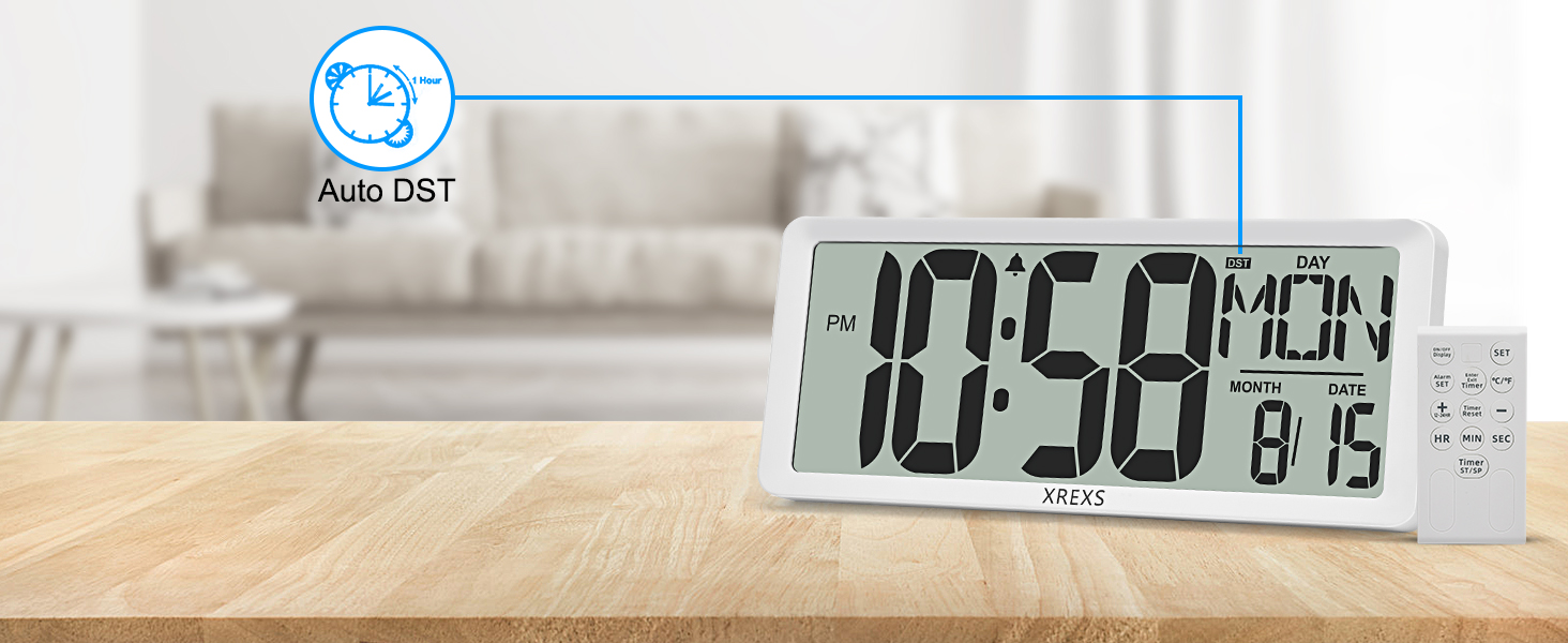 digital wall clock with auto DST