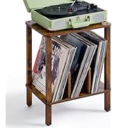 LELELINKY 2-Tier Record Player Stand with Vinyl Record Storage up to 100 Albums, Bedroom Record H...