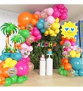 Amandir 165Pcs Summer Aloha Tropical Balloon Arch Garland Kit, Hot Pink Green Orange Blue Yellow ...