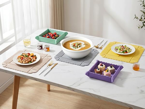 Magnetic Silicone Trivet &amp;amp; foldable Storage Tray