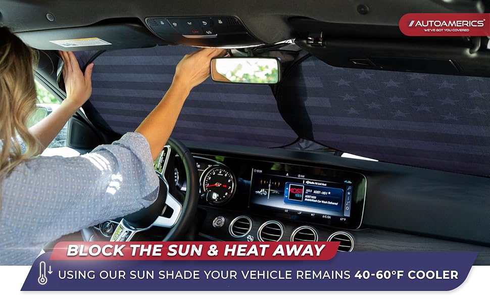 autoamerics windshield sun shade sunshade heatshield cover shades protector blocker reflector visor