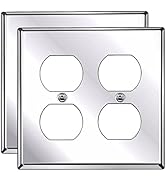 [2 Pack] BESTTEN 2 Gang Mirror Polished Stainless Steel Duplex Wall Plate, Solid Metal Receptacle...