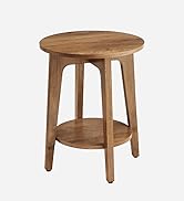 VASAGLE Side Table, Small Round End Table with Lower Shelf, Nightstand for Small Spaces, Living R...