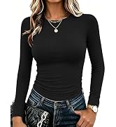 Zeagoo Women Long Sleeve Shirts Fitted Going Out Tops Crop Basic Tee Casual Work Clothes Trendy F...