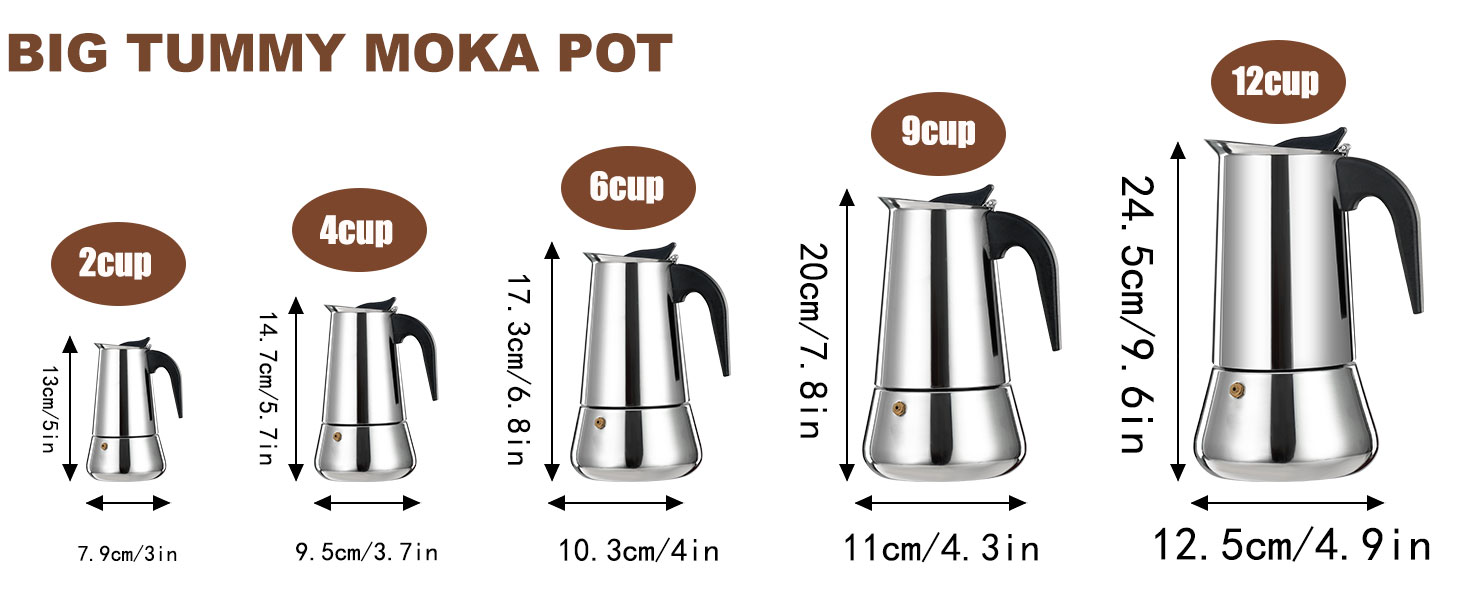A Variety Of Mocha Pots To Choose From: