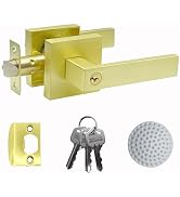 DSJJBLL Keyed Alike Entry Door Lever, Reversible Door Knobs with Lock and Same Keys, Golden Door ...