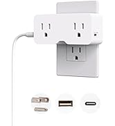 ELEGRP USB Wall Outlet Extender, Multi Plug Outlet Splitter with 21W USB C and USB A Ports, Elect...