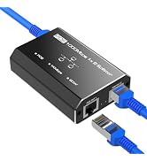 PoE Splitter, 2 Port Gigabit PoE Switch, Network Hub 1 in 2 Out, Supports IEEE 802.3at/af (POE+/P...