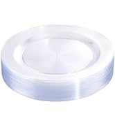 bUCLA 30PCS Clear Plastic Dinner Plates Disposable - 10.25inch Clear Plastic Plates for Party - H...