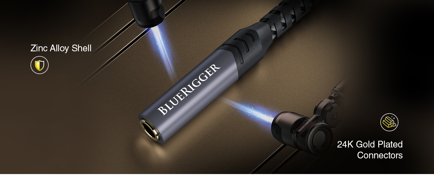 BlueRigger 24k gold plated connectors with Zinc Alloy shell unbreakable metal housing slim design