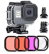 SOONSUN Waterproof Housing Case for GoPro Hero 8 Black with 4-Pack Diving Filter - 60M Underwater...