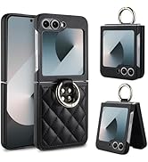 Vofolen for Samsung Galaxy Z Flip 6 Case with Ring, Soft PU Leather Full Body Anti-Scratch Shockp...