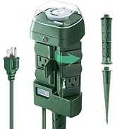 Outdoor Stake Timer Waterproof, 24 Hour Mechanical Power Strip Timer with 6 Outlets(3 180° Rotata...