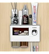 NAWIQI Toothbrush Holders for Bathrooms, Toothbrush Holder Wall Mounted, with 2Cups - Storage Dra...