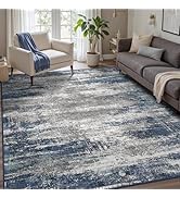 GENIMO 3x5 Area Rugs for Living Room, Machine Washable Non Slip Blue Rugs, Low Pile Lightweigt Mo...
