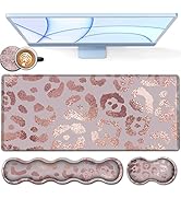 Desk Pad, Keyboard Mouse Pad Set, Extended Gaming Mouse Pad+ Ergonomics Memory Foam Wrist Rest Su...