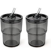 Cafezi 13 oz Glass Tumbler with Glass Straw and Lid, Leak-Proof Reusable Travel Cup for Iced Coff...
