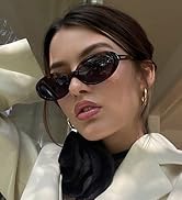 GLARDEFE Retro Oval Sunglasses for Women - 90s Small Sun Glasses Trendy Shades
