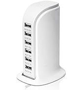 6-Port USB Wall Charger Desktop Charging Station Quick Charge 2.1,Compatible with iPhone14,Samsun...